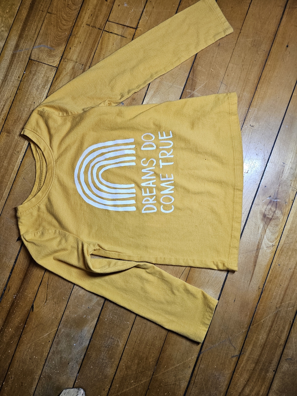 Cat & Jack Yellow Long-Sleeve Tee with White Rainbow Graphic
